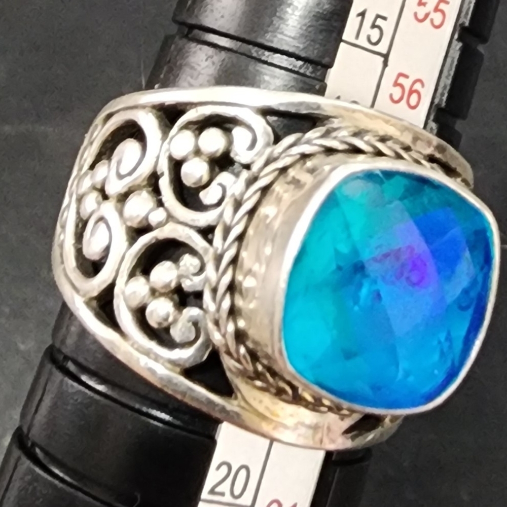 Sterling Silver Rainbow Carribean Quartz SARDA ring, Size 8.5, 925